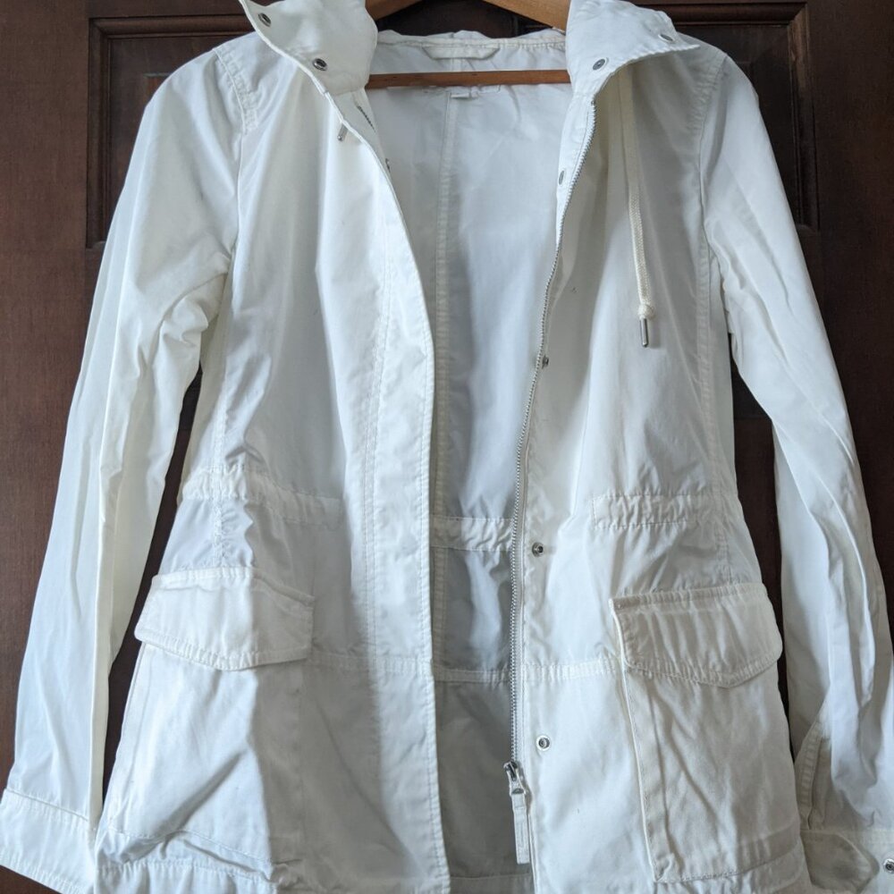 Uniqlo White Raincoat Military Parka Utility Coat